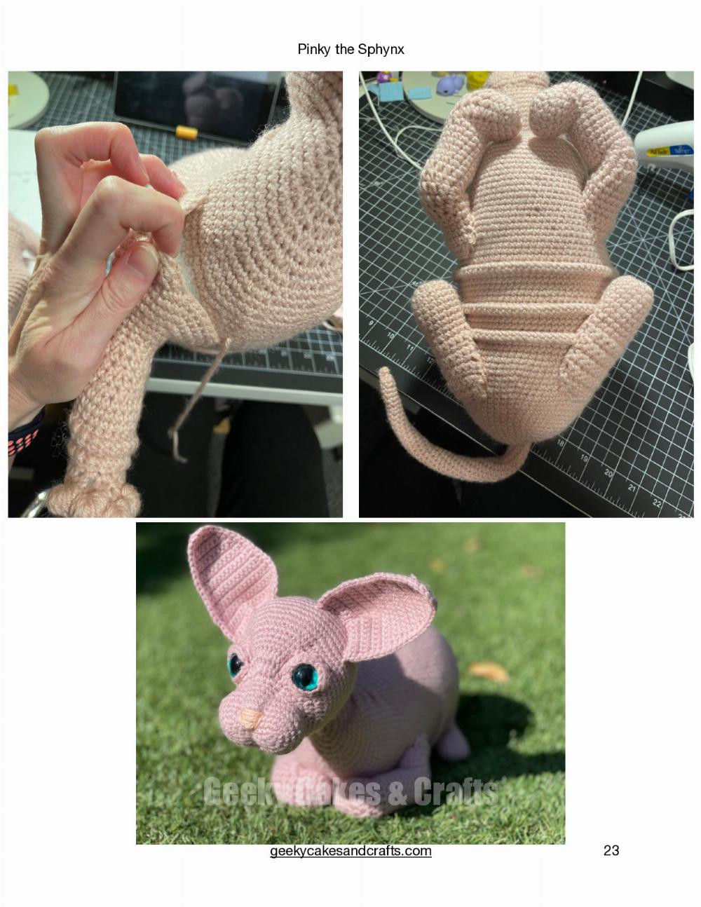 Pinky the Sphynx Pinky the Sphynx Geeky Cakes & Crafts, Hairless cat crochet pattern