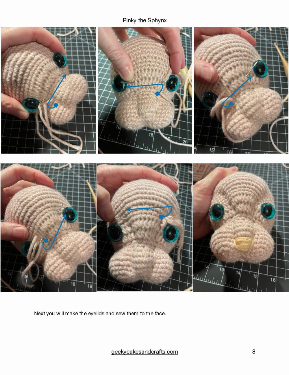 Pinky the Sphynx Pinky the Sphynx Geeky Cakes & Crafts, Hairless cat crochet pattern