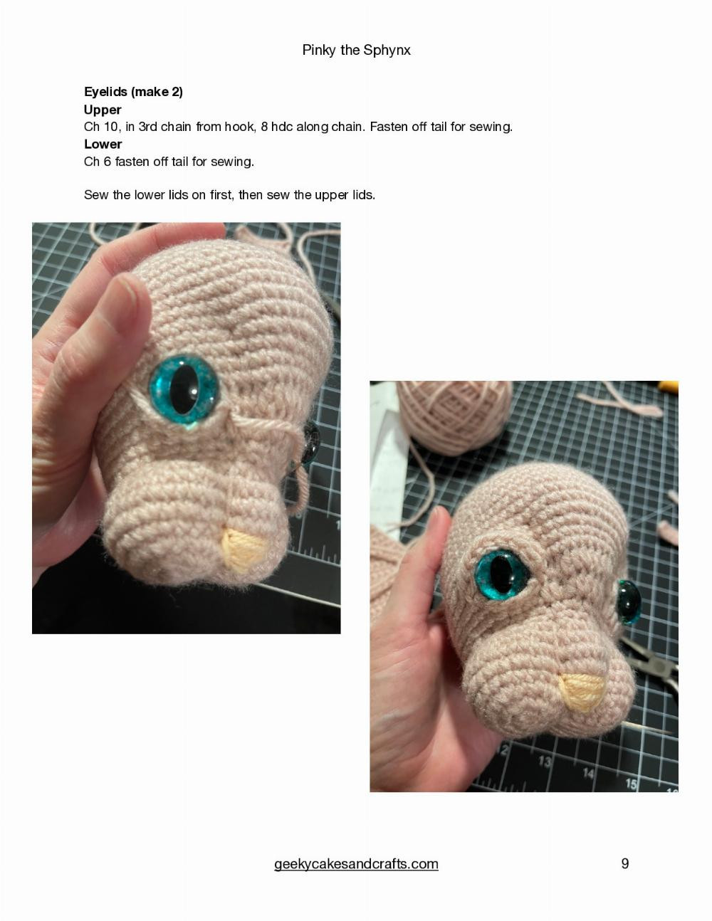 Pinky the Sphynx Pinky the Sphynx Geeky Cakes & Crafts, Hairless cat crochet pattern