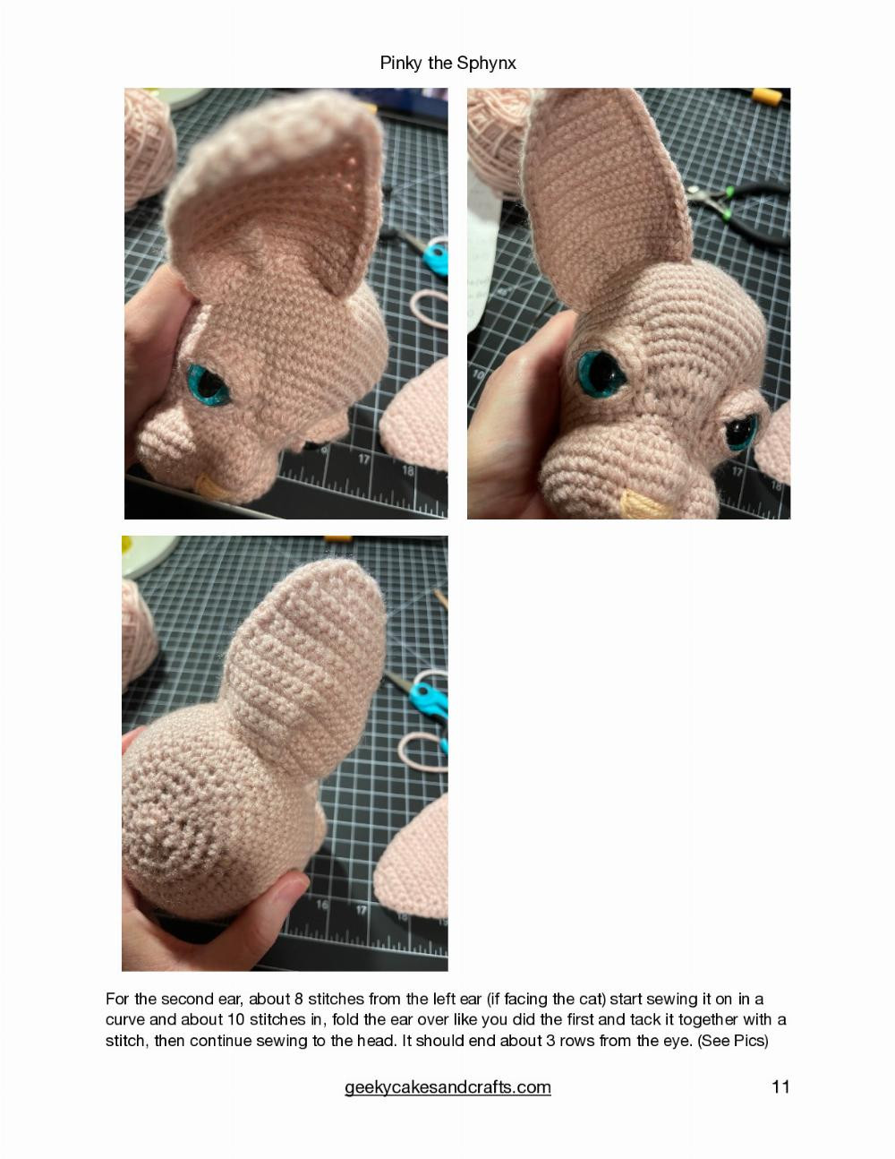 Pinky the Sphynx Pinky the Sphynx Geeky Cakes & Crafts, Hairless cat crochet pattern