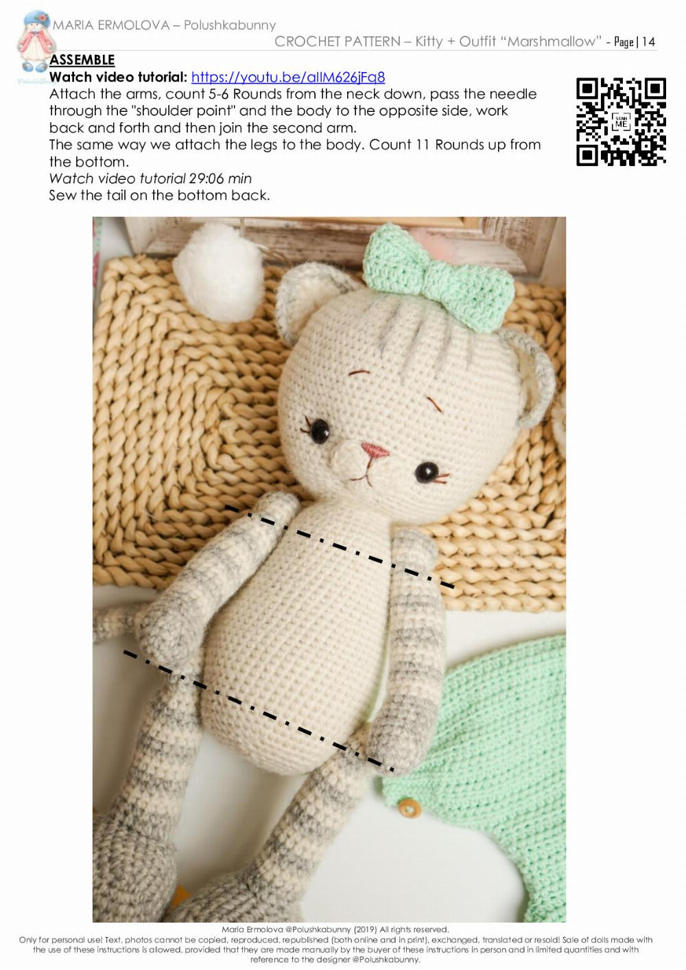 POLUSHKA BUNNY Kitty + Outfit “Marshmallow” Maria Ermolova