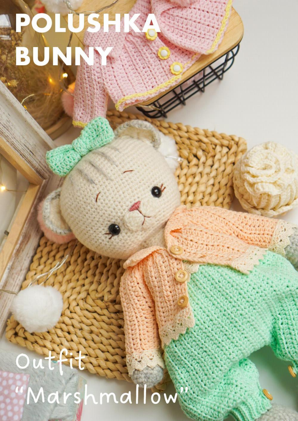 POLUSHKA BUNNY Kitty + Outfit “Marshmallow” Maria Ermolova