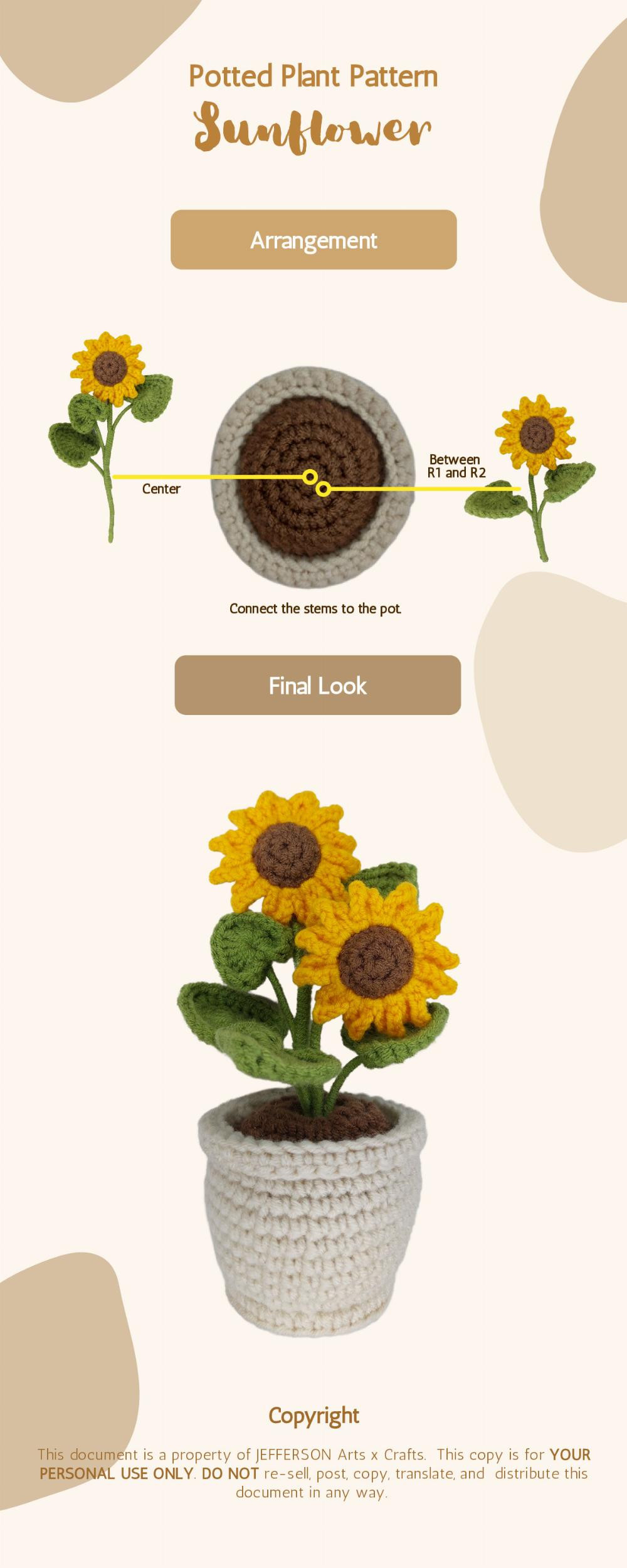 Potted Plant Pattern Sunflower