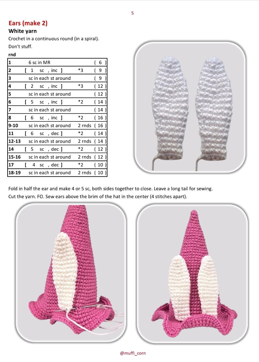 Rabbit ear hat crochet pattern