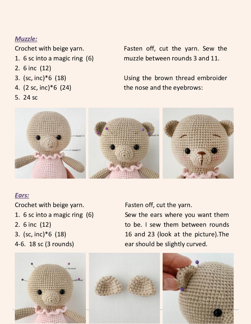 ROSIE THE BALLERINA BEAR Crochet toy pattern