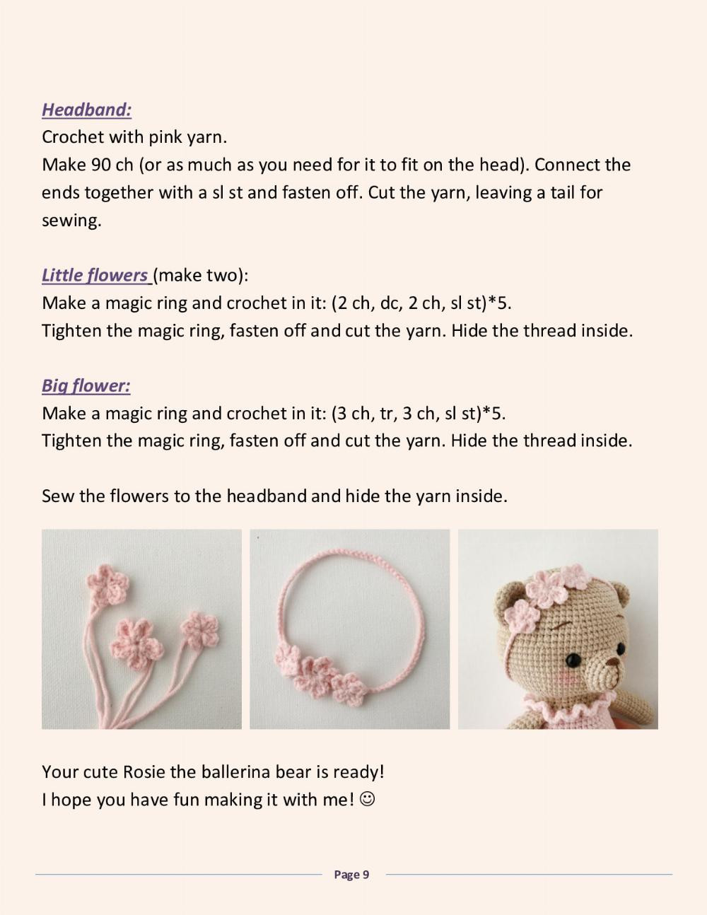 ROSIE THE BALLERINA BEAR Crochet toy pattern