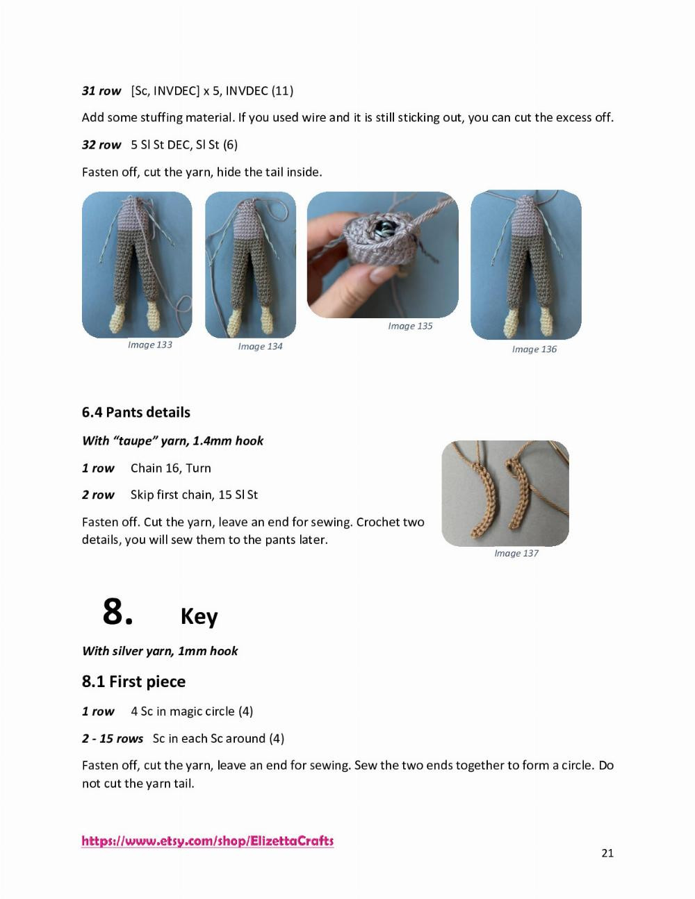 Square-faced doll crochet pattern with cape and wrench