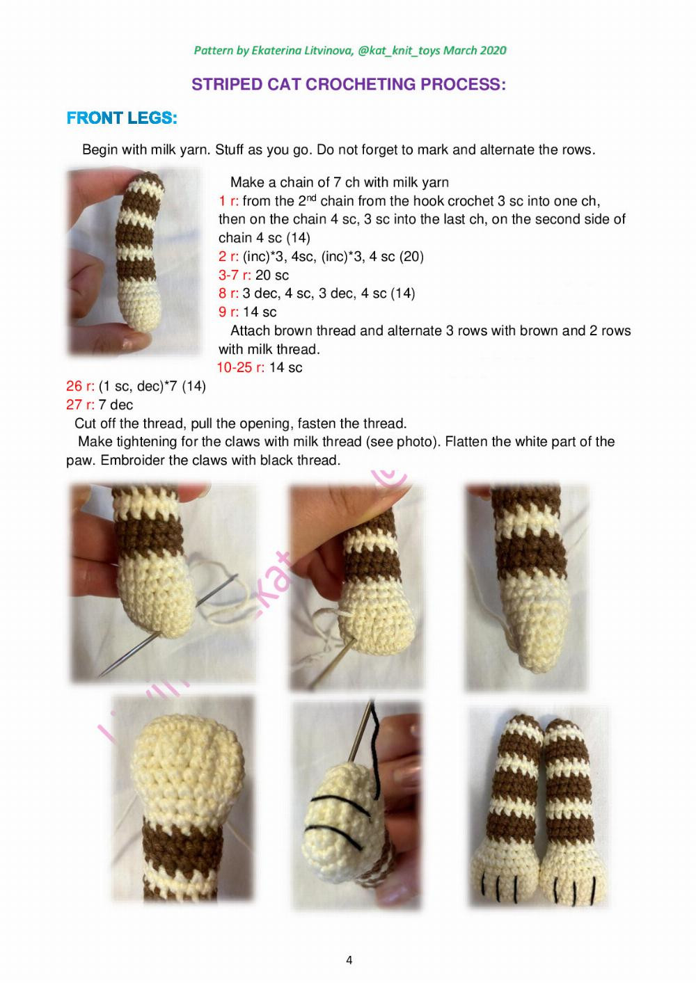 striped cat crochet pattern