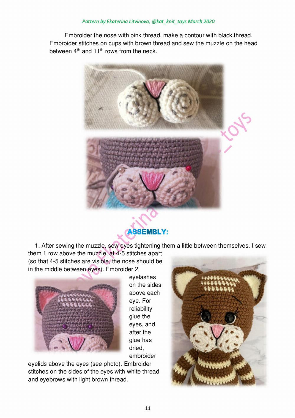 striped cat crochet pattern