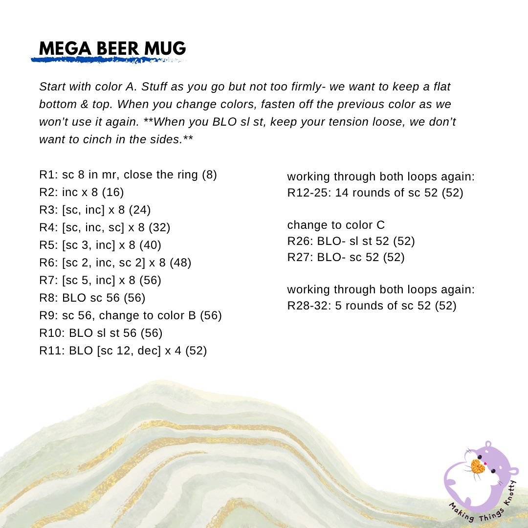 The mega beer mug, low sew