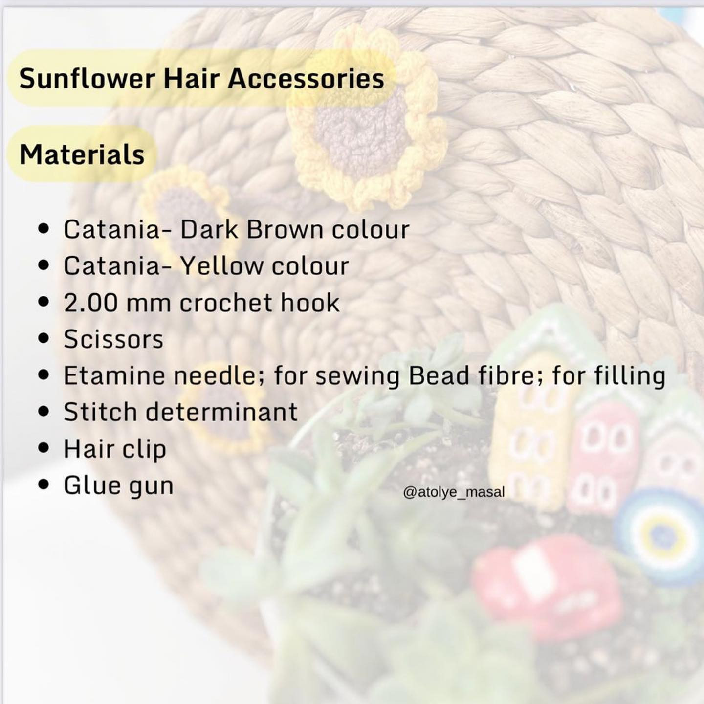 the sunflower hair accessories pattern 🥰