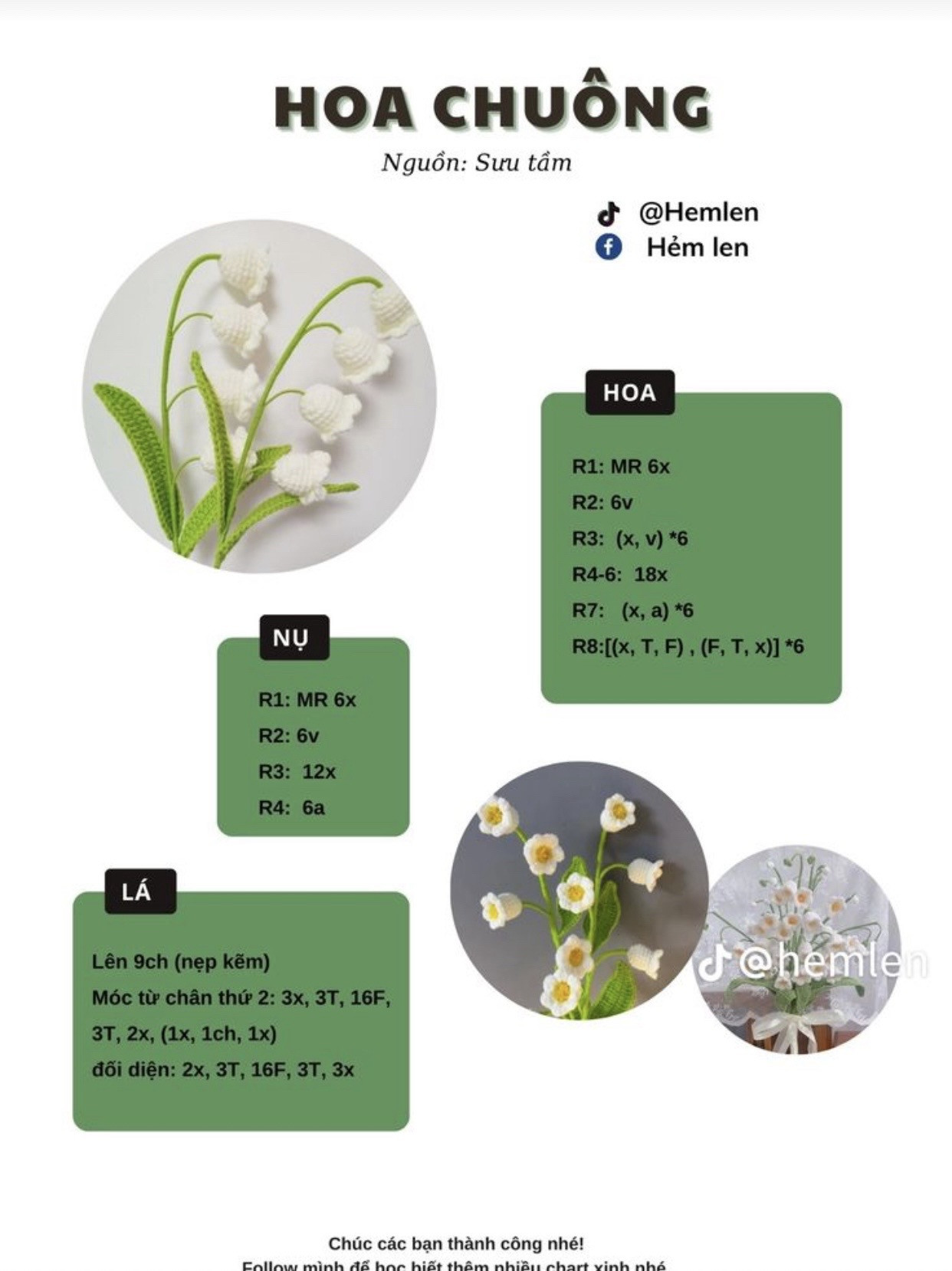 Tổng hợp chart móc hoa, hoa hồng mini, hoa cẩm tú cầu, hoa cẩm chướng, hoa chuông, hoa ly, hoa anh túc