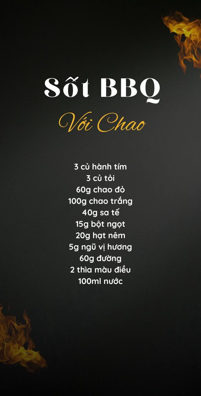 4 công thức sốt BBQ: sốt muối ớt, sốt với chao, Sốt hàn quốc, sốt ngũ vị