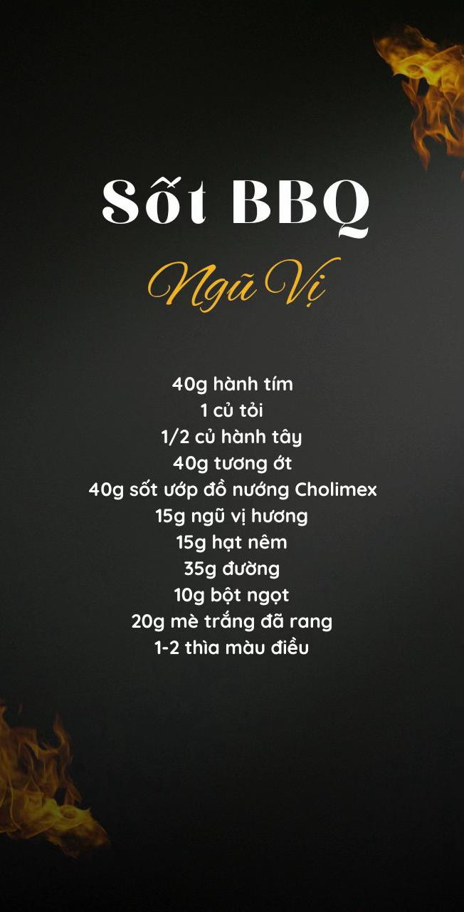 4 công thức sốt BBQ: sốt muối ớt, sốt với chao, Sốt hàn quốc, sốt ngũ vị