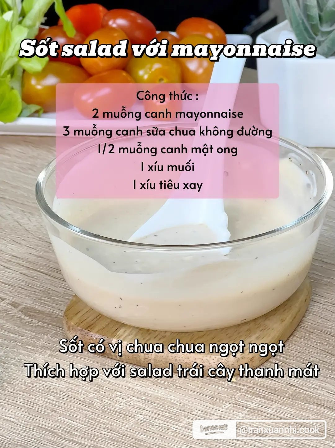 4 công thức sốt salad siêu dễ tại nhà. sốt salad tương mè rang, sốt salad với giấm táo, sốt salad với mayonnaise, sốt mù tạt mật ong.