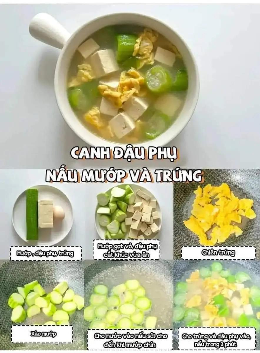 5 món canh cho mua hẻ mát mẻ: canh cải nấu mọc, súp đậu phụ nấu tôm, canh sườn heo hầm sau củ, canh gan heo nấu cải, canh đậu phụ nấu mướp và trứng.