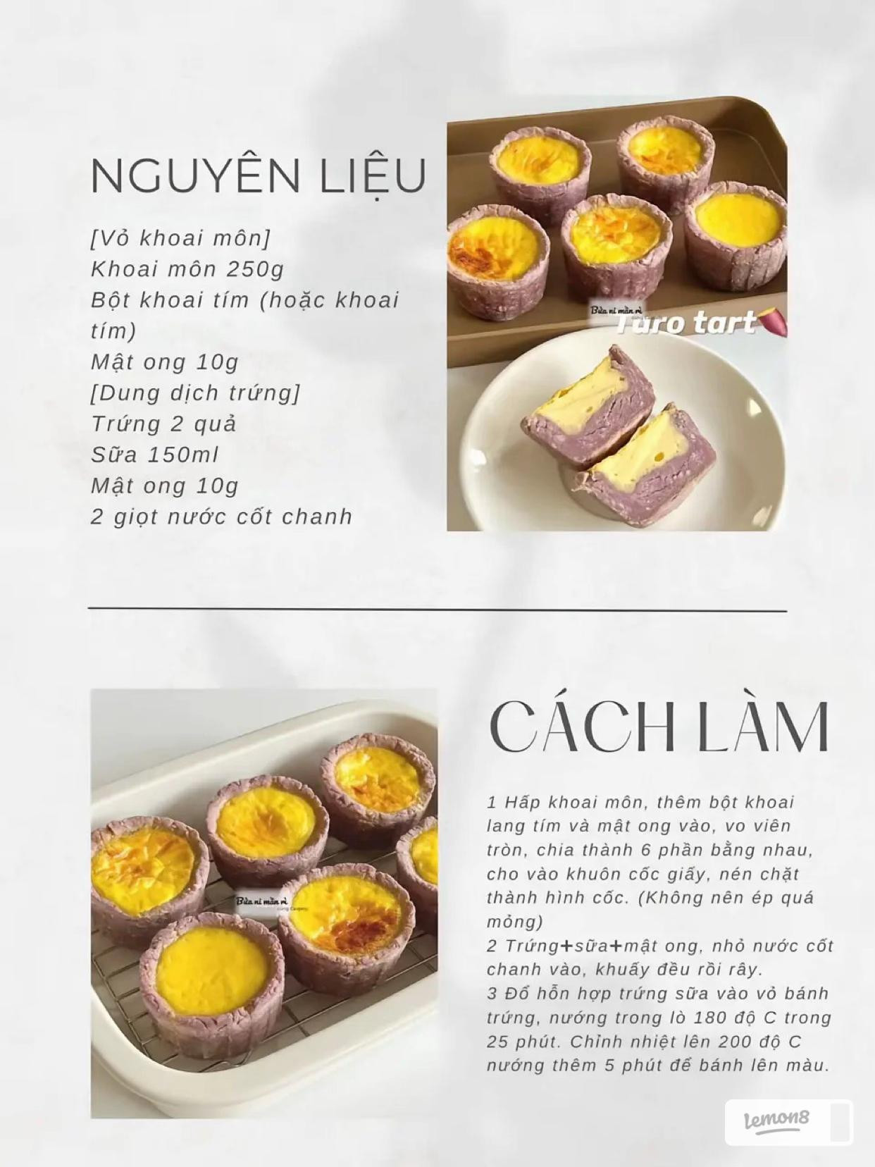 6 công thức bánh khoai lang sáng tạo: taro roll, taro basque, cheese taro, taro tart, taro tart