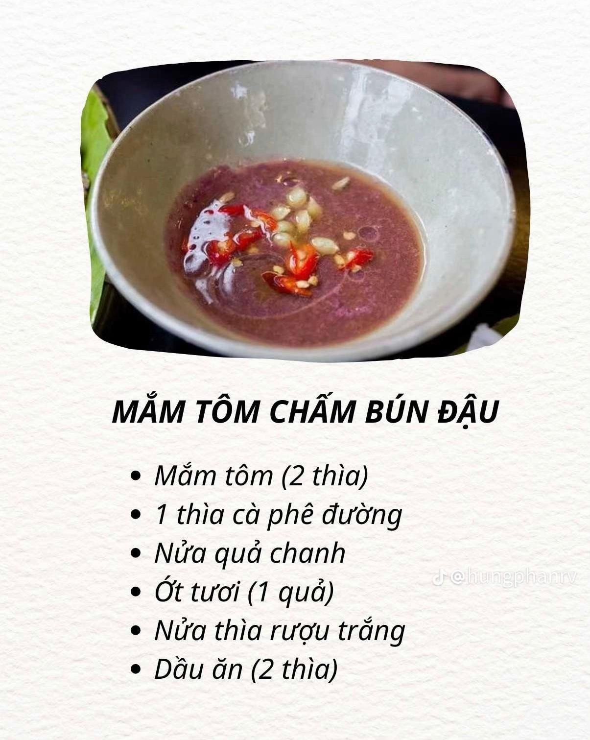 6 công thức chấm ngon mê ly: Muối ớt xanh chấm hải sản, Nước chấm chua ngọt, Sốt chấm thịt gà, Nước chấm xả tắc, xì dầu chấm vịt ngan, mắm tôm chấm bún đậu