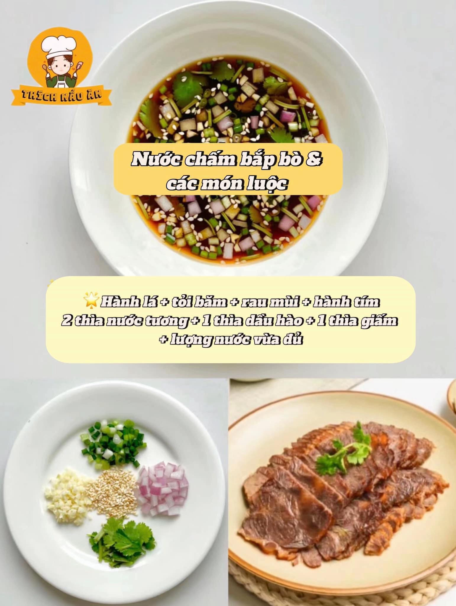 6 công thức nước sốt : sốt mè rang chấm lẩu, trộn mì salad, nước sốt ngâm tôm, chân gà, sữa chua sốt mayonaise ăn kèm salad bánh mì nướng, khoai tây nghiền. nước chấm bắp bò và các món luộc......