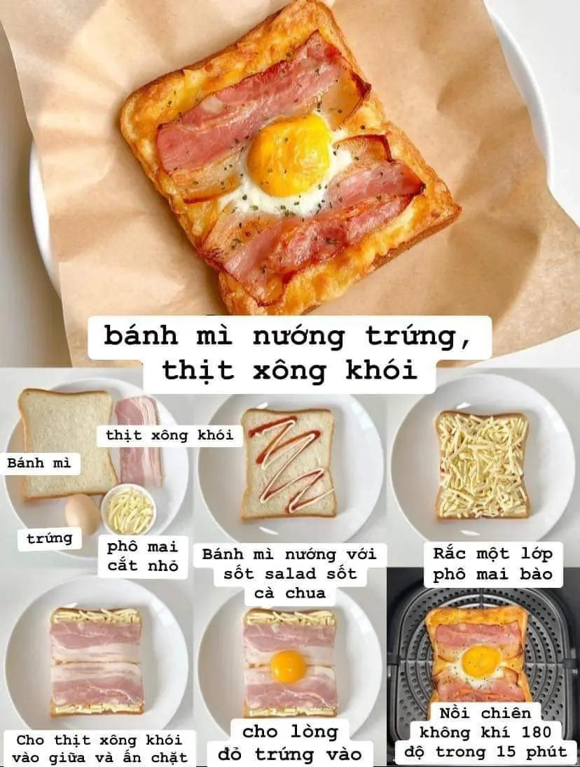 6 công thức với bánh mì salad: bánh mì nướng chuối vừng, bánh mì ngô phô mai, bánh mì nướng pizza chay, bánh mì nướng phô mai tỏi, giăm bông bánh mì nướng ngô. bánh mì nướng trứng thịt xông khói.