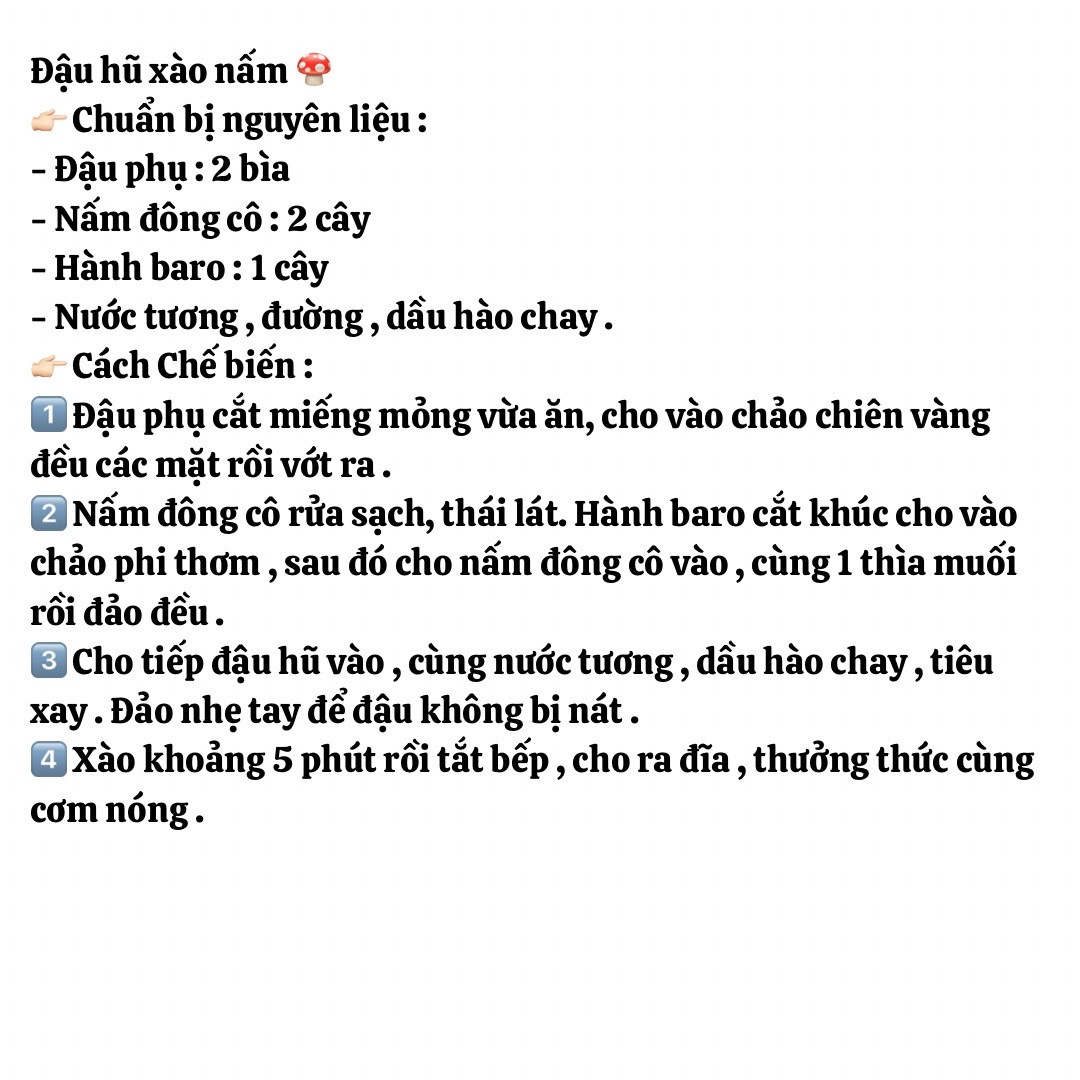 9 công thức đồ chay nhưng ngon và bắt mắt, cải thìa xào nấm, đậu hũ xào nấm, cơm chiên rau củ, chả giò chay, đậu hũ xào cải, đậu sốt cà chua, miến xào bắp cải, nấm xào cải bó xôi, mì spagetti chay