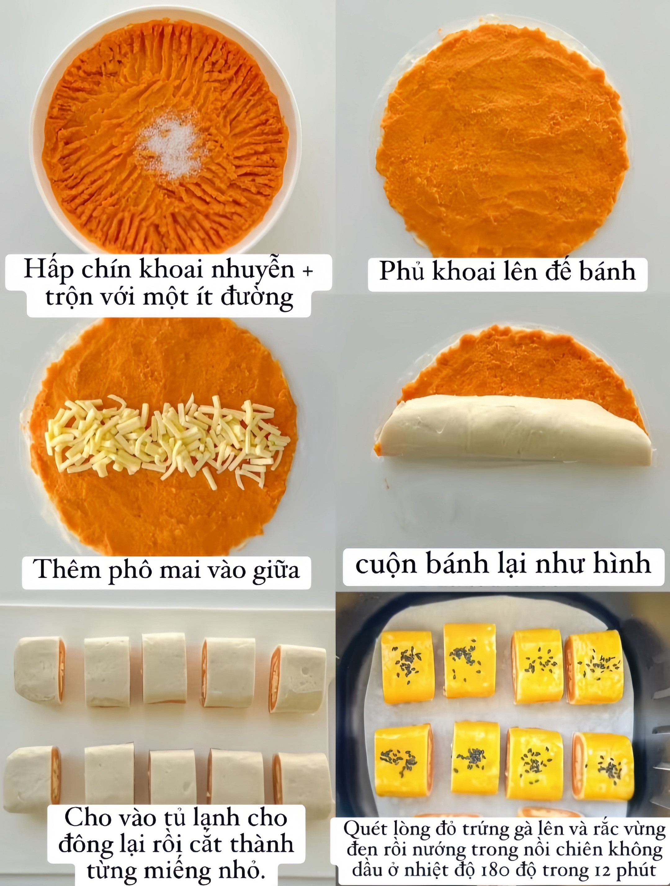 Bánh khoai lang phô mai tan chảy chiên