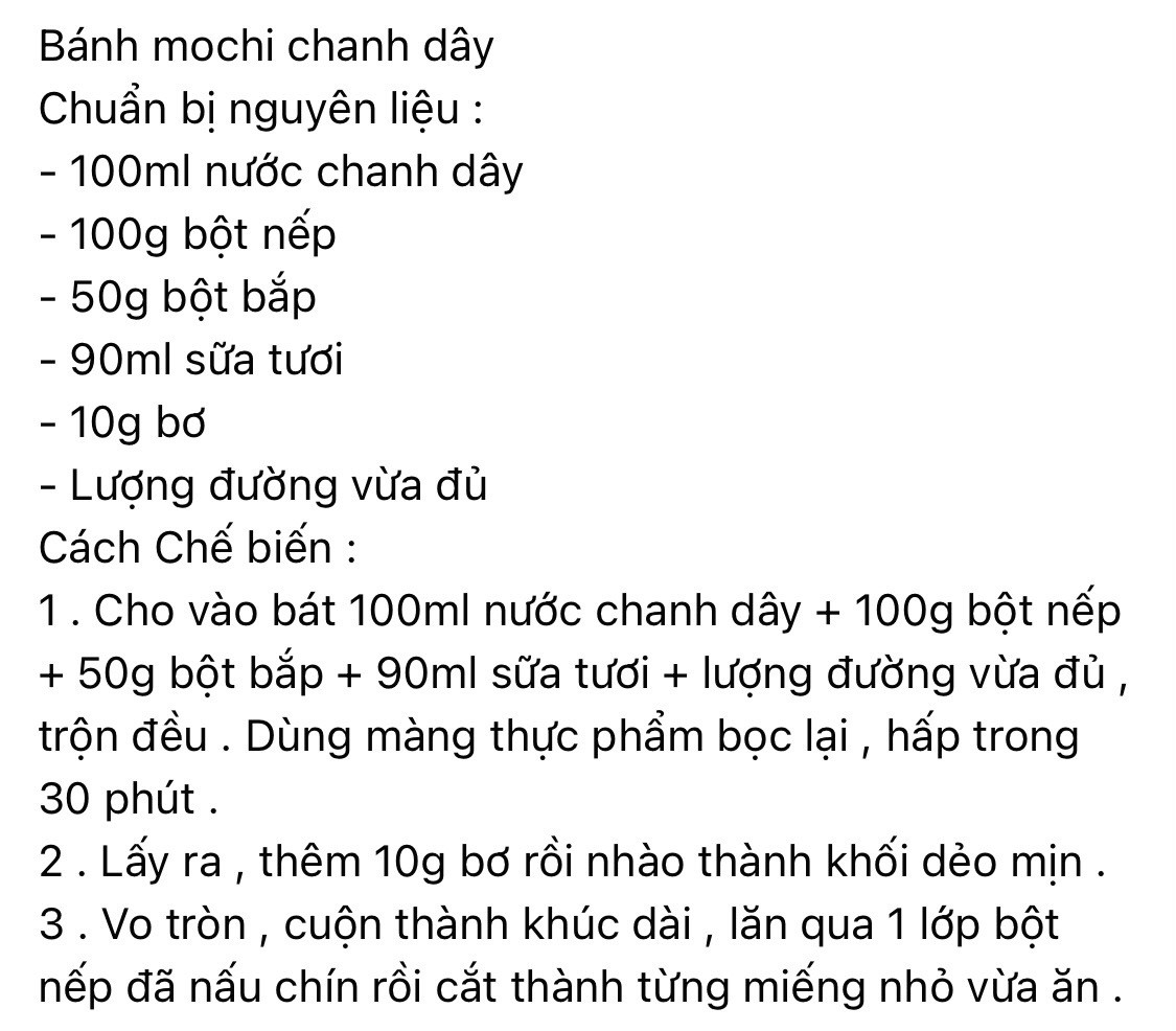 Bánh mochi chanh dây dẻo ngọt thơm ngon