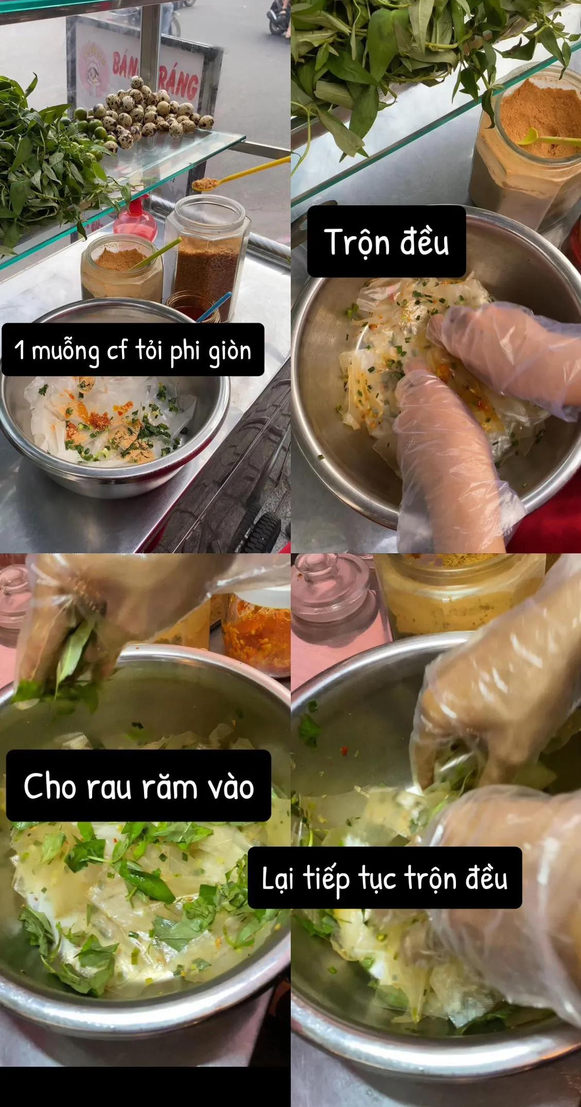 bánh tráng trộn trứng cút lòng đào