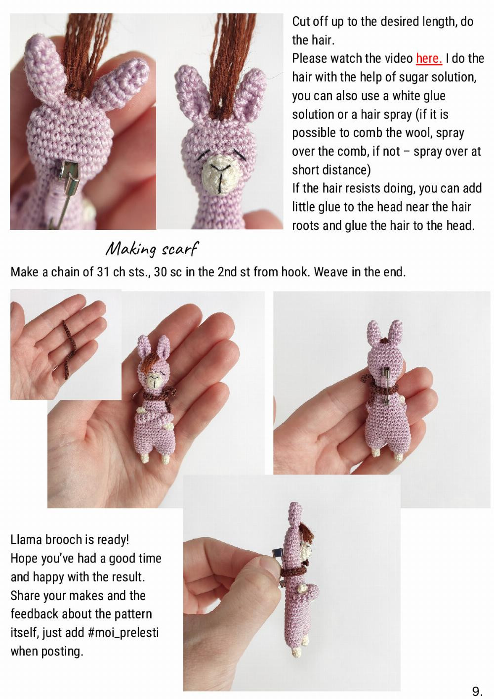 Busy Llama” brooch crochet pattern