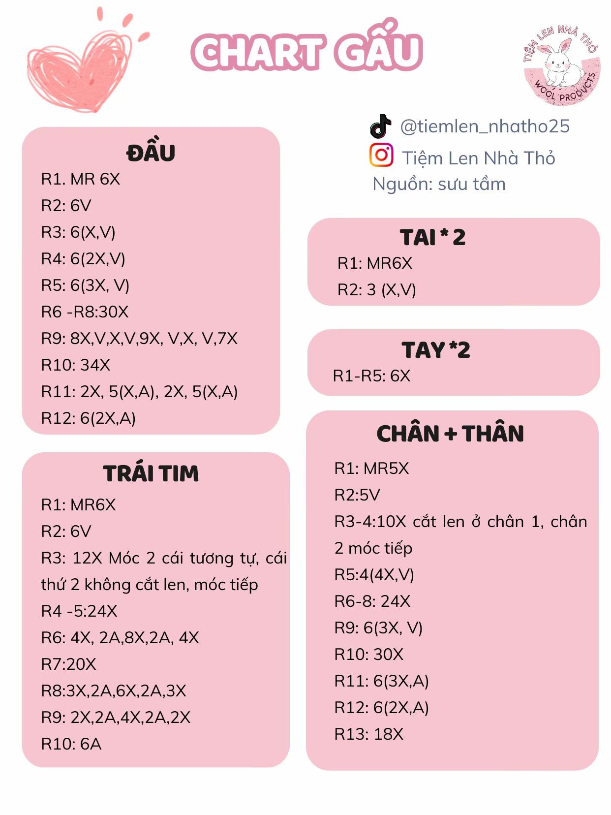 Chart móc khóa gấu trái tim