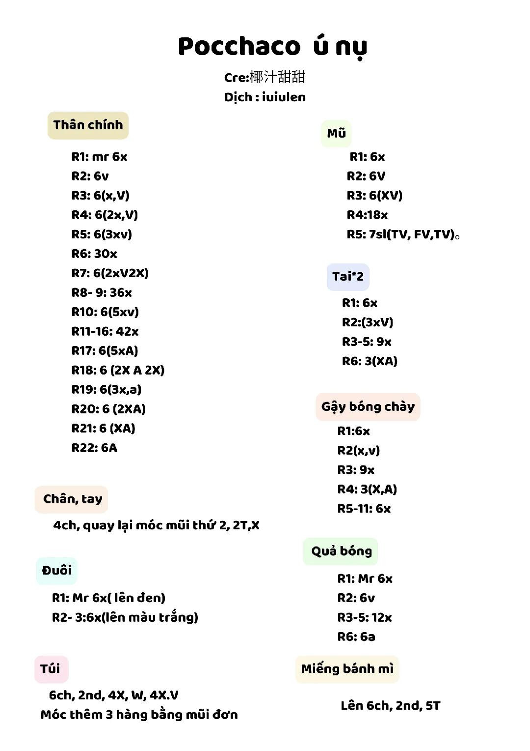 Chart móc pocchaco ú nụ