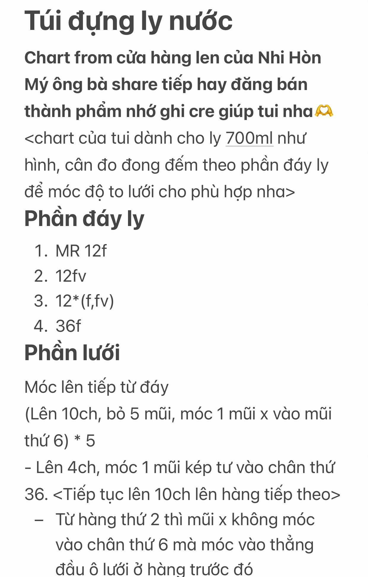 Chart móc túi đựng ly nước