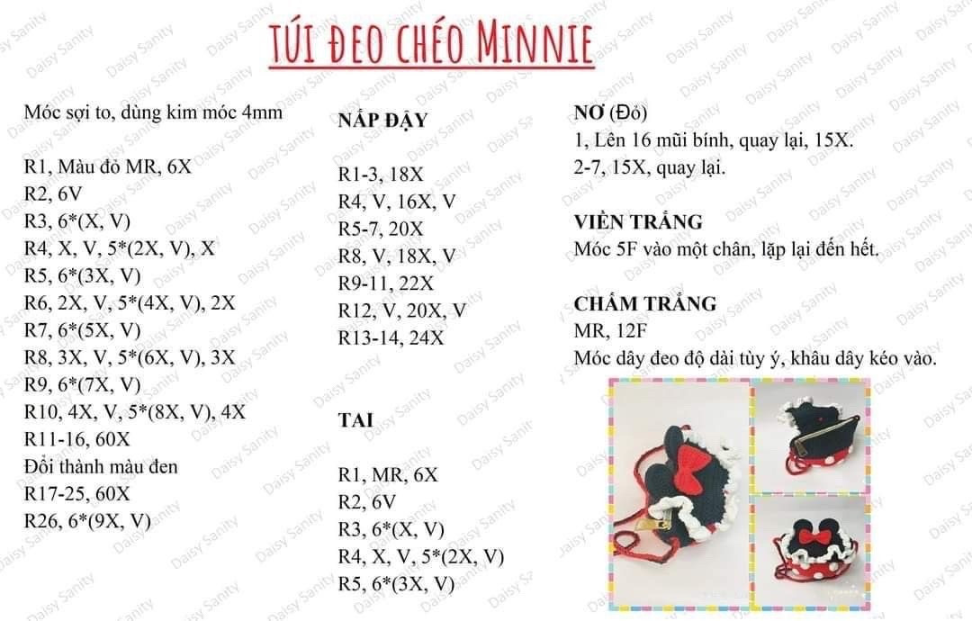 Chart móc túi mickey cute minnie #handmade  #móclen  #chart  #crochet  #xuhuong  #xuhuong2024