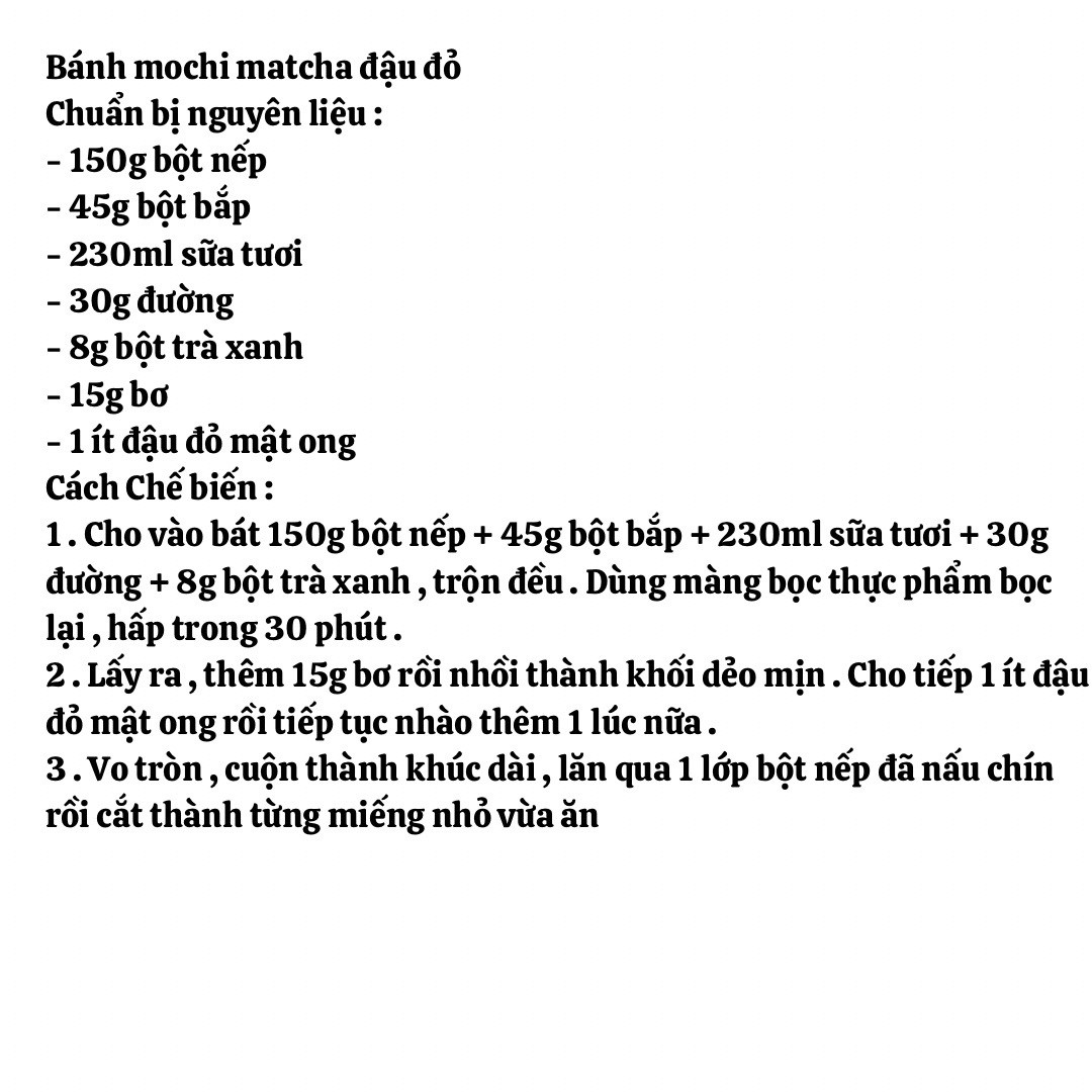 công thức bánh mochi nguyên bản, bánh mochi chanh dây, bánh mochi socola, bánh mochi matcha đậu đỏ, bánh mochi thanh long, bánh mochi khoai lang, bánh mochi dâu, bánh mochi cam, bánh mochi quế hoa