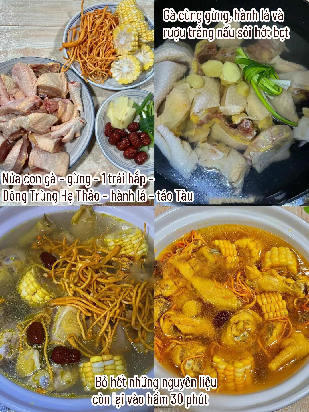 Công thức là món canh gà ngày đông.