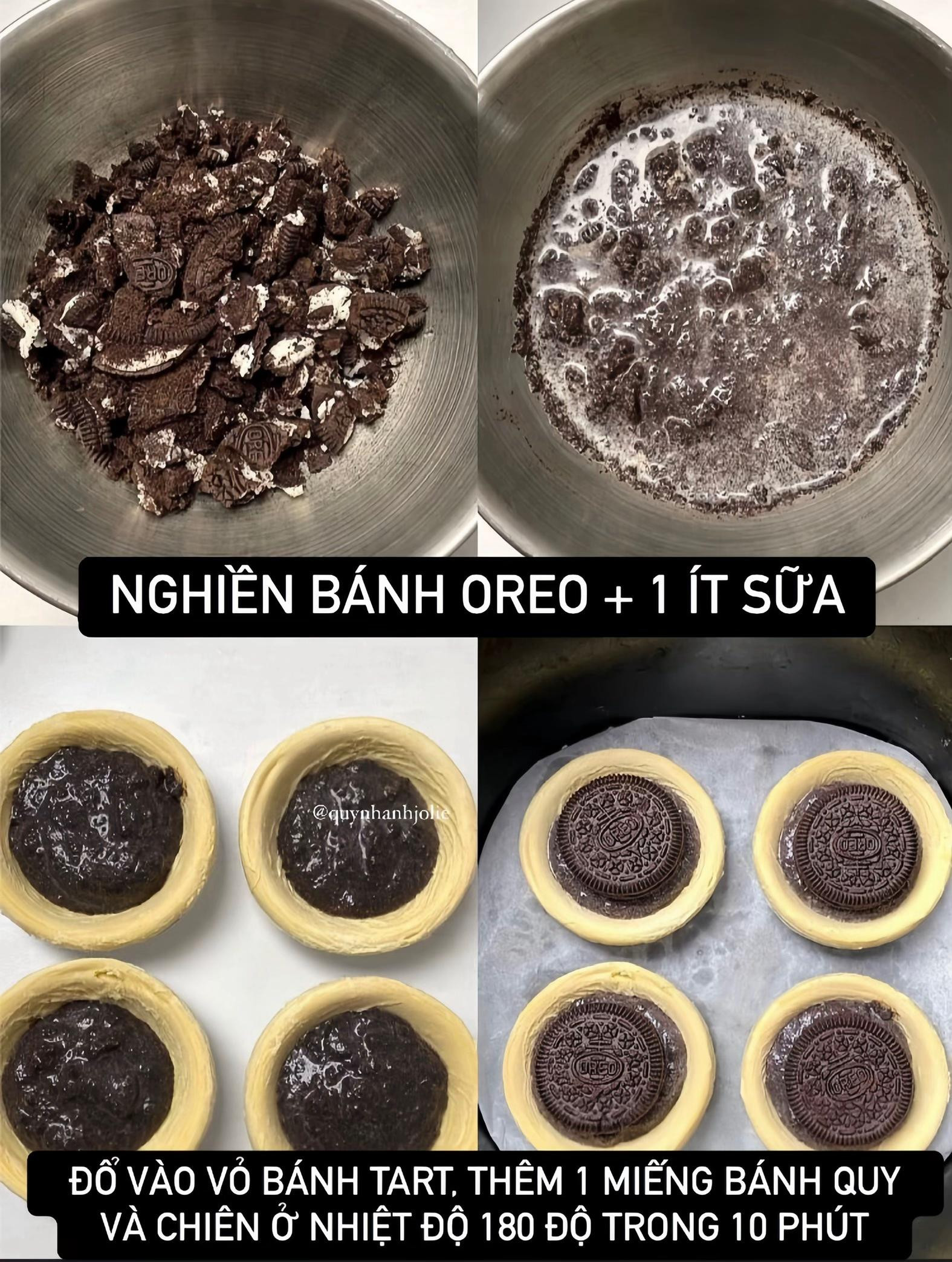 Công thức làm bánh tart trứng nhân oreo