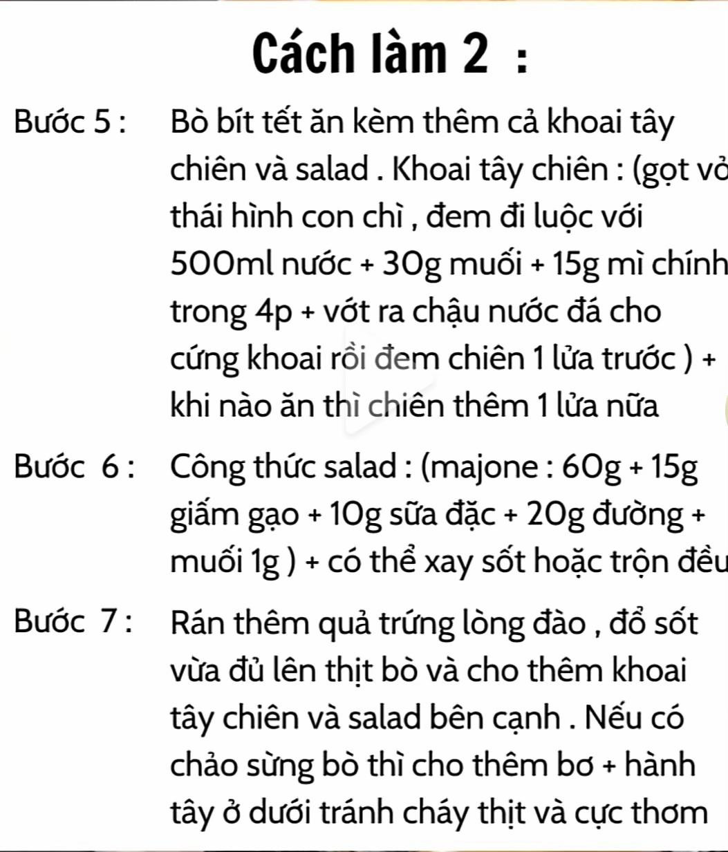 công thức làm bò bít tết