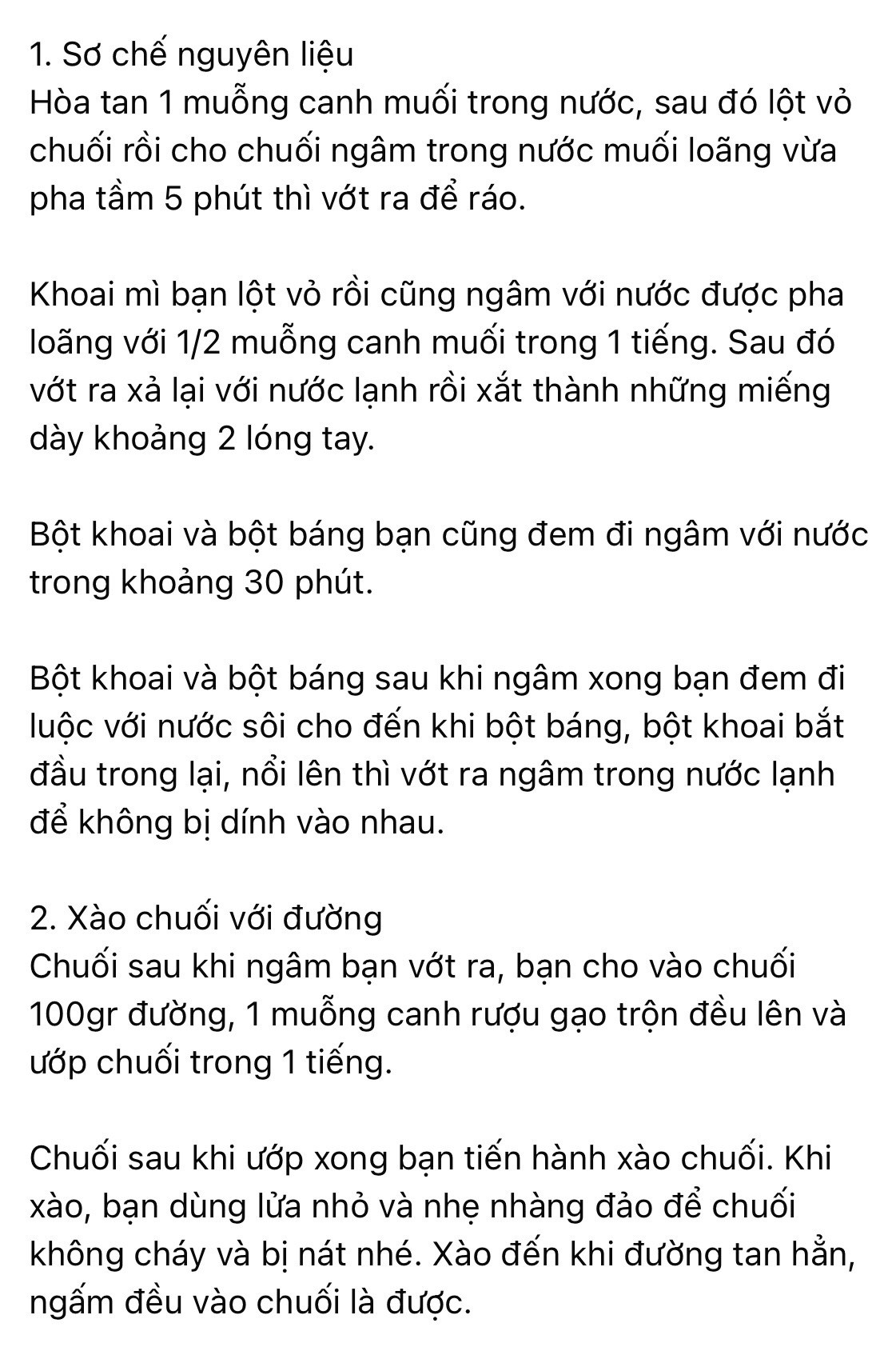 Công thức làm chè chuối chưng khoai mì