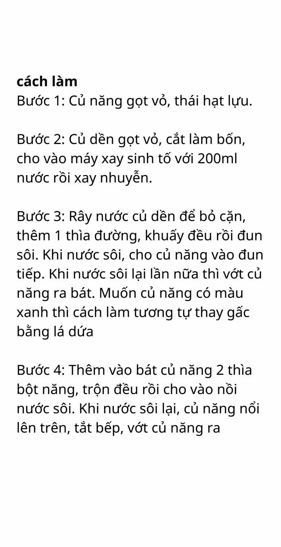 công thức làm chè củ năng trái dừa