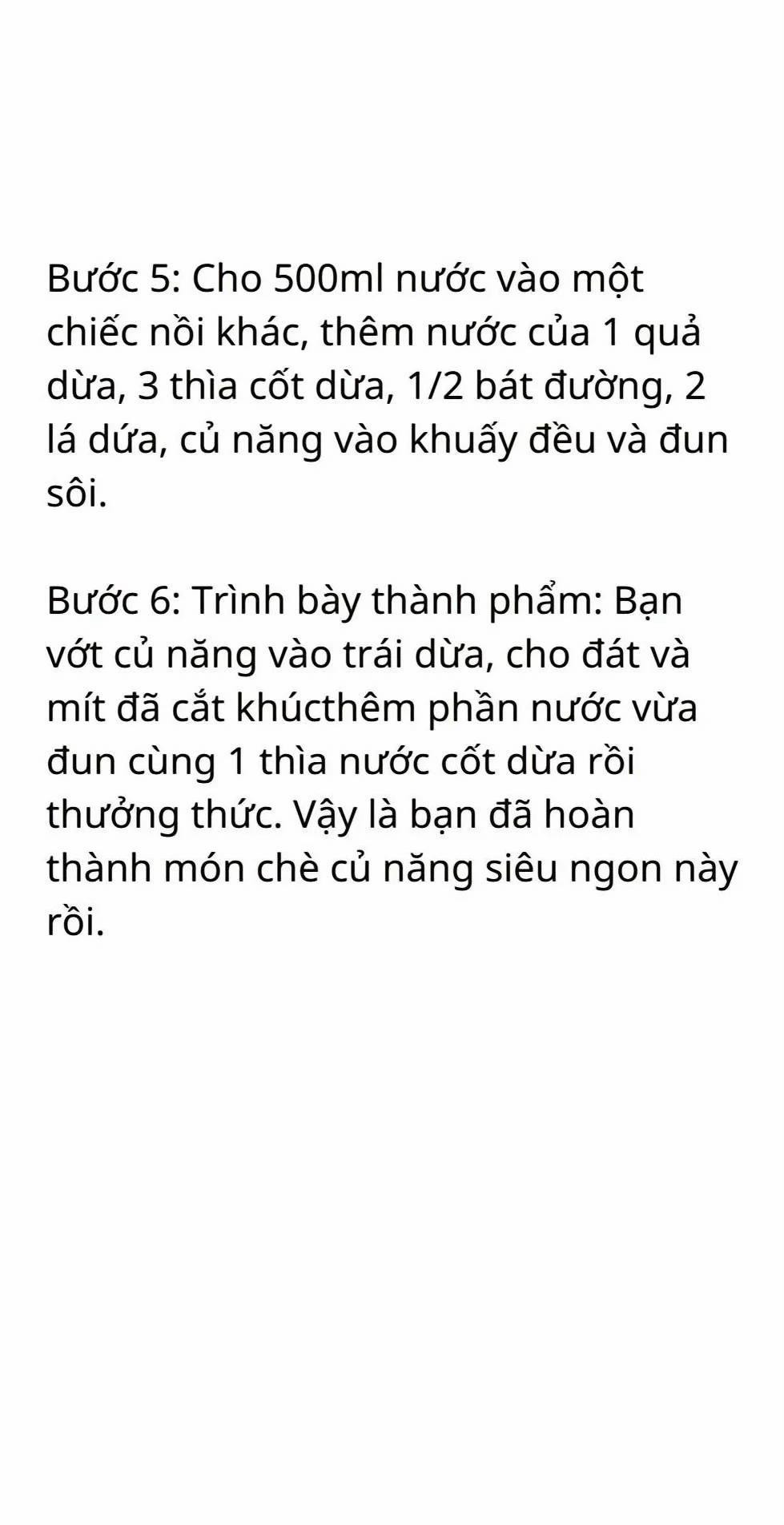 công thức làm chè củ năng trái dừa