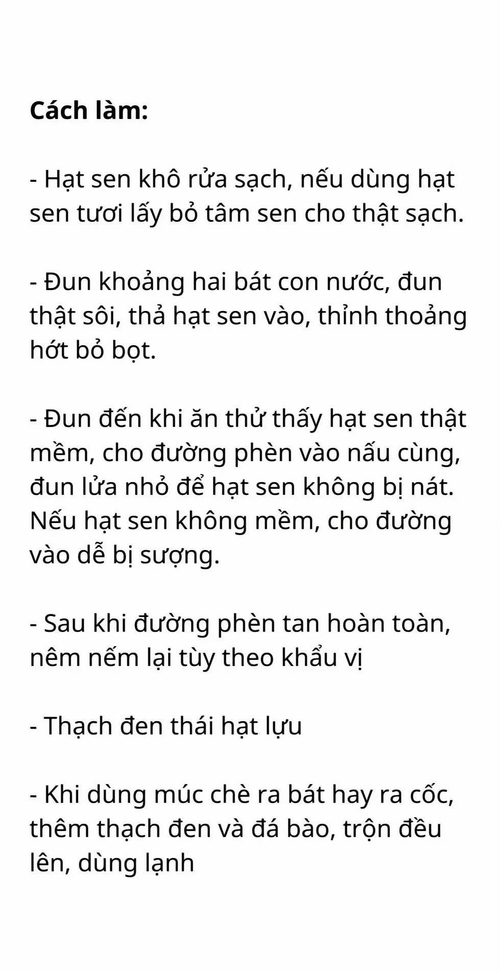 Công thức làm chè hạt sen thạch đen