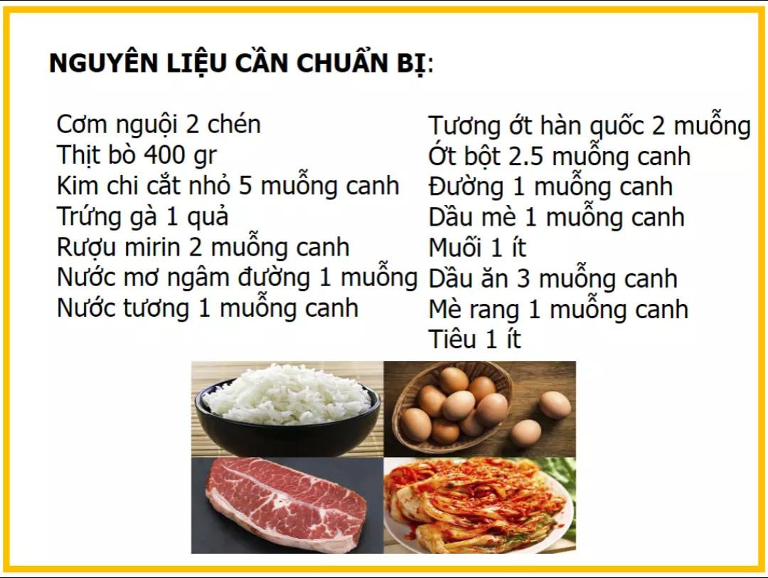 công thức làm cơm rang kim chi thịt bò