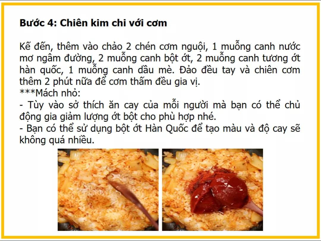 công thức làm cơm rang kim chi thịt bò