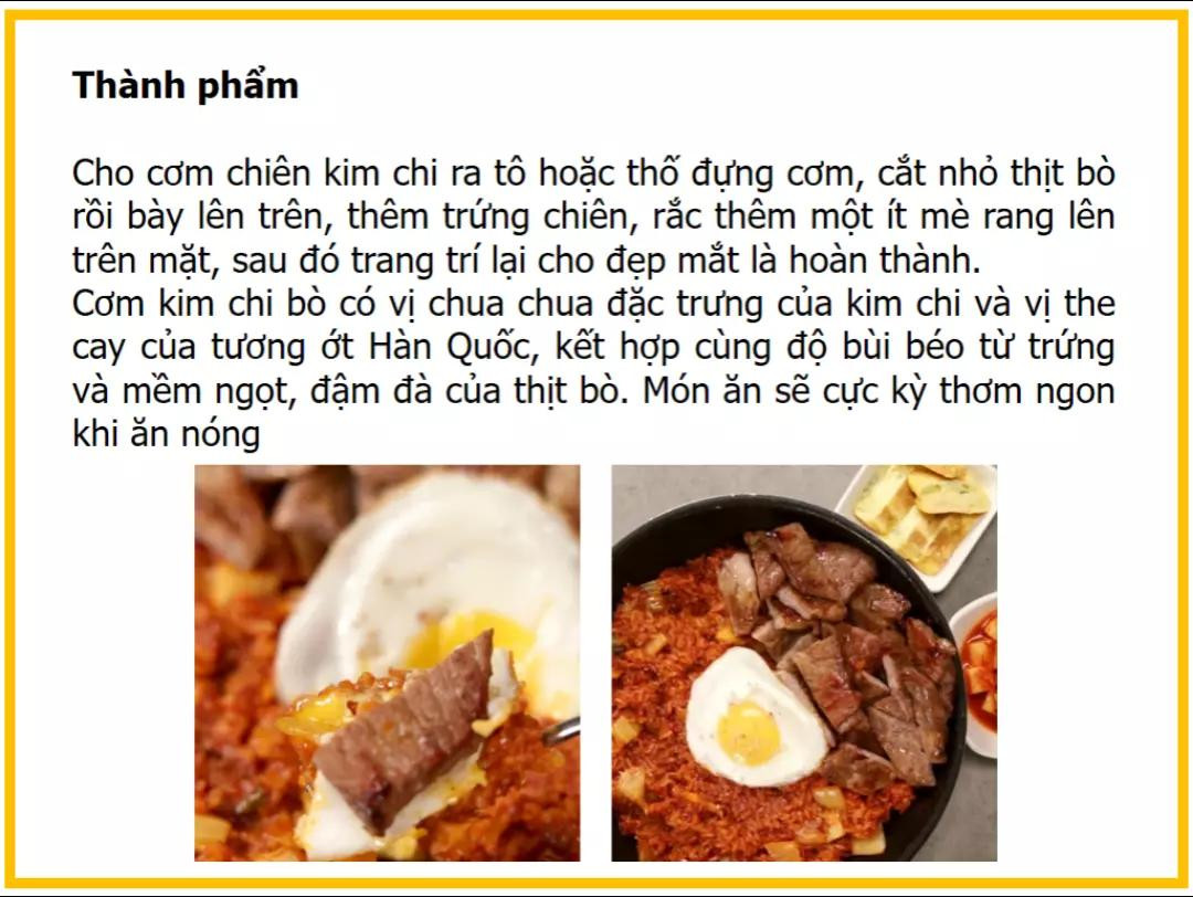 công thức làm cơm rang kim chi thịt bò