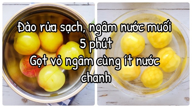 Công thức làm đào ngâm giòn.