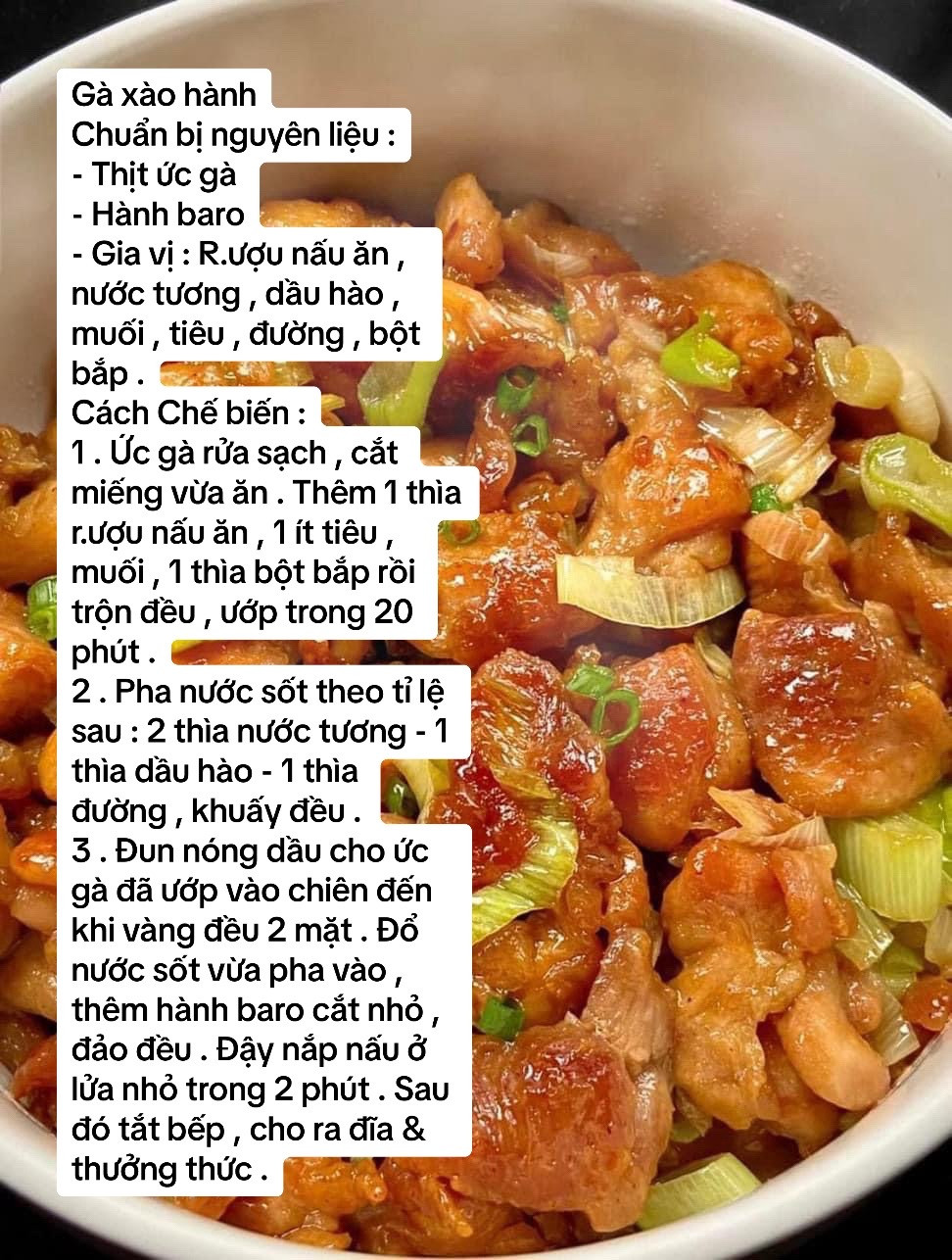 Công thức làm gà xào hành.