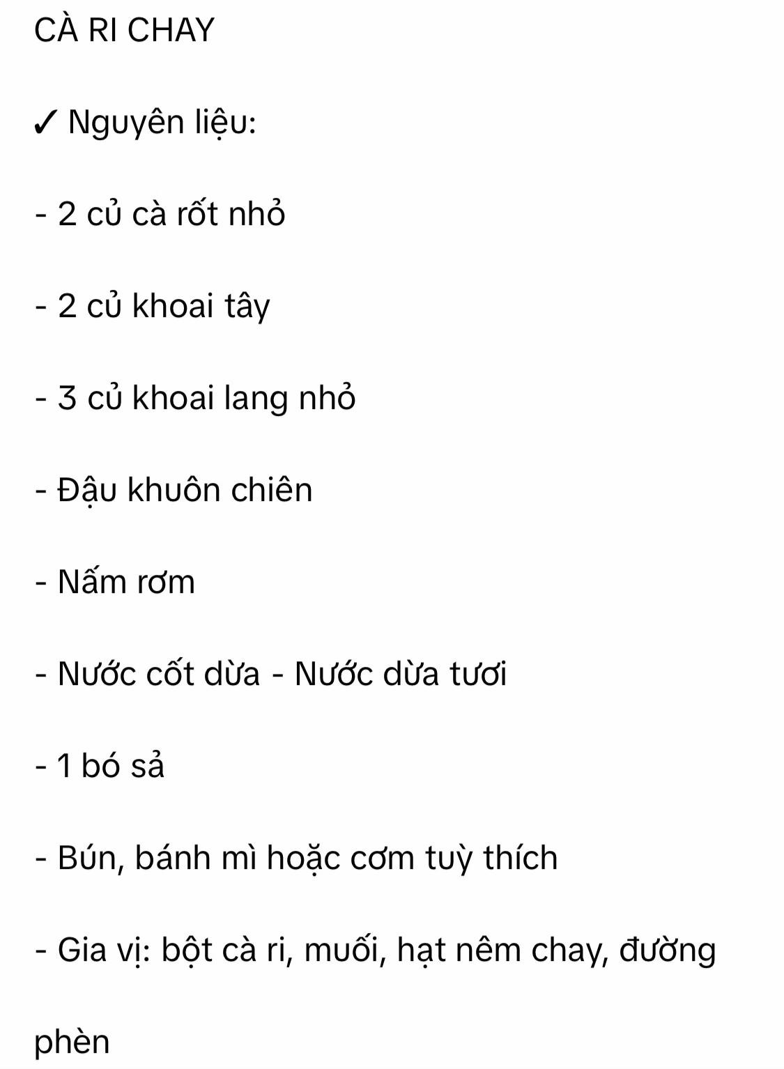 Công thức làm món cà ri chay