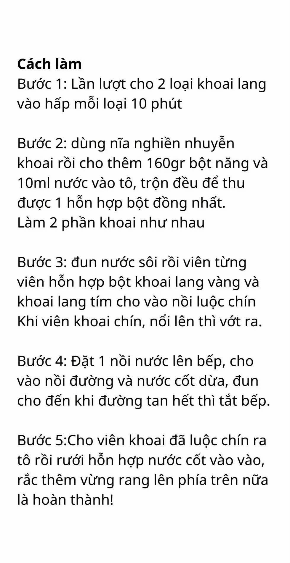 Công thức làm món chè khoai dẻo nước cốt dừa