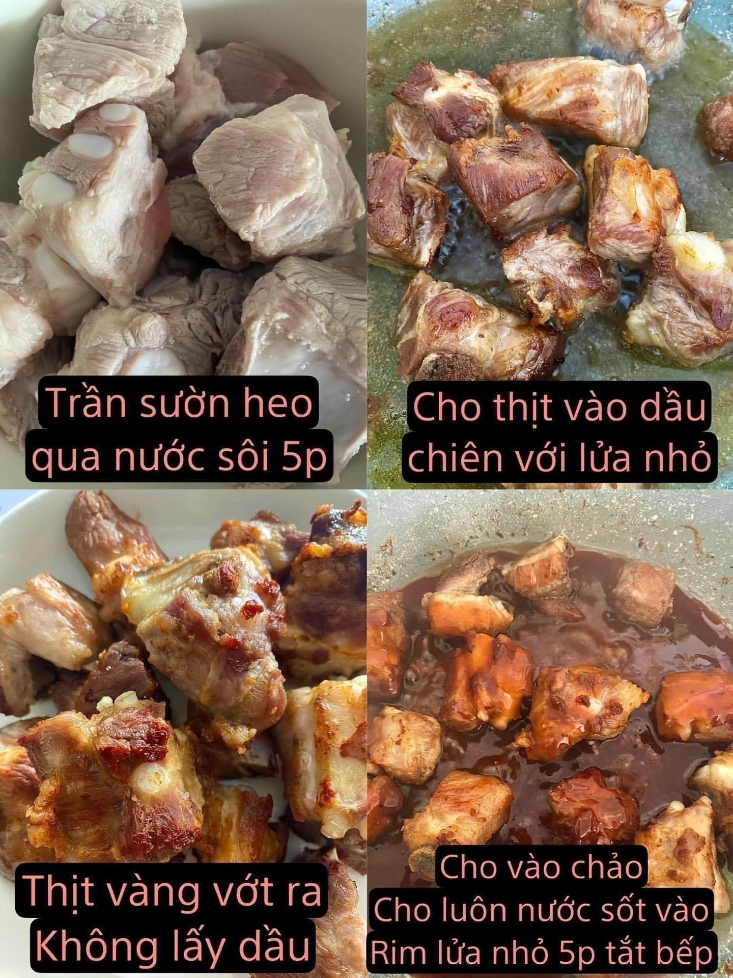 Công thức làm món sườn chua ngọt.