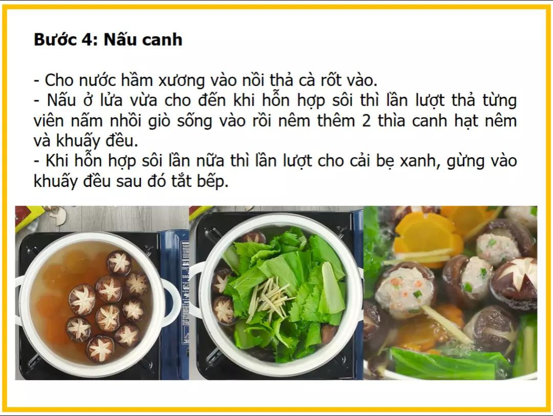 công thức làm nấm hương nhồi giò sống.